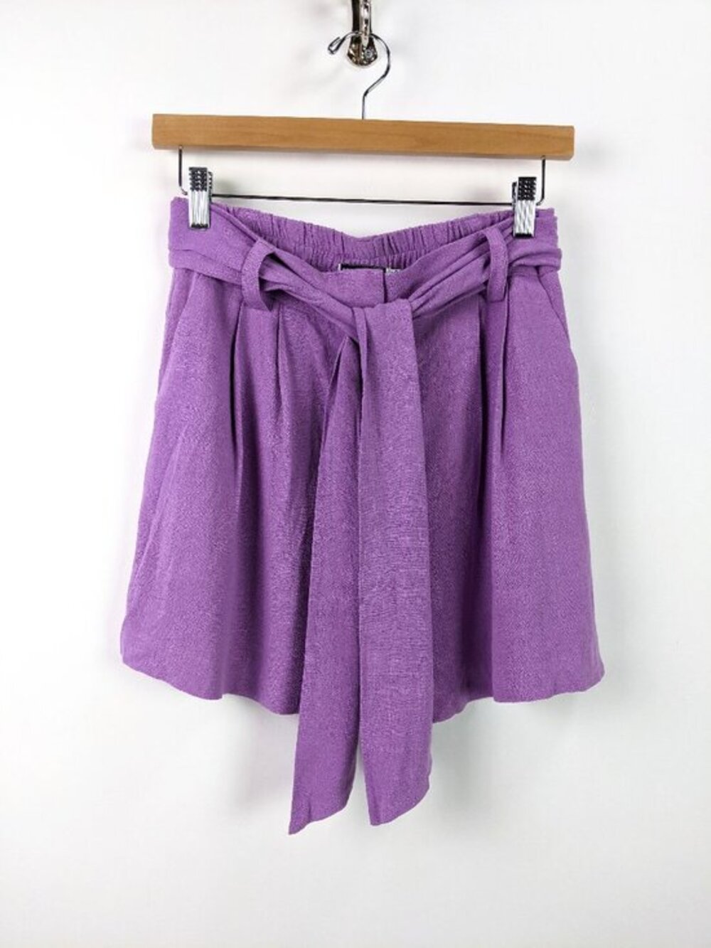 ASOS Design Womens Linen Blend High Rise Tie Waist Shorts Size 4 in Lavender